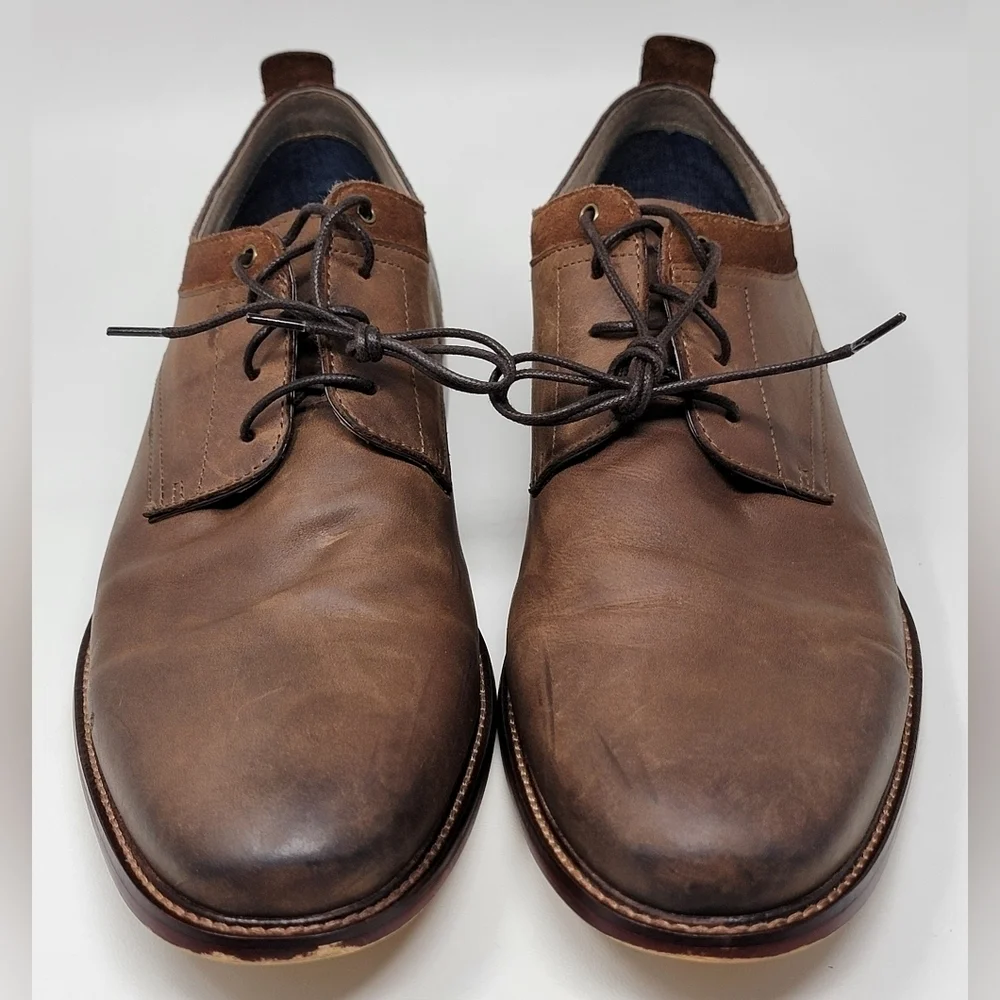 Aston Grey Dwilia Oxford Brown Leather Dress Shoes Men's Size 12 Pre-owned